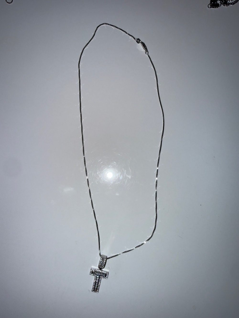 Sterling Silver T Pendant Necklace - Silver